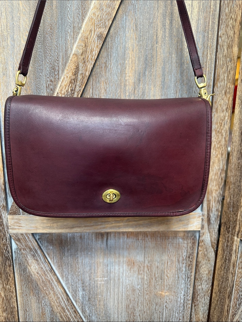 Coach RARE Vintage Oxblood Burgundy Leather Clutch Crossbody HARD TO FIND!! - Picture 2 of 16